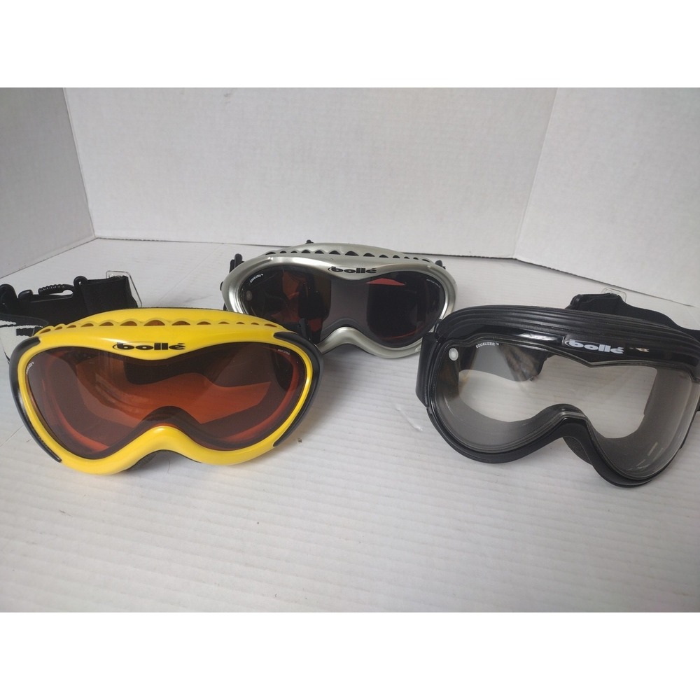 3 Piars Bolle Ski Snowboard Goggles BLK/YELL/SIL Frames Clear/Amber Lens  Adults